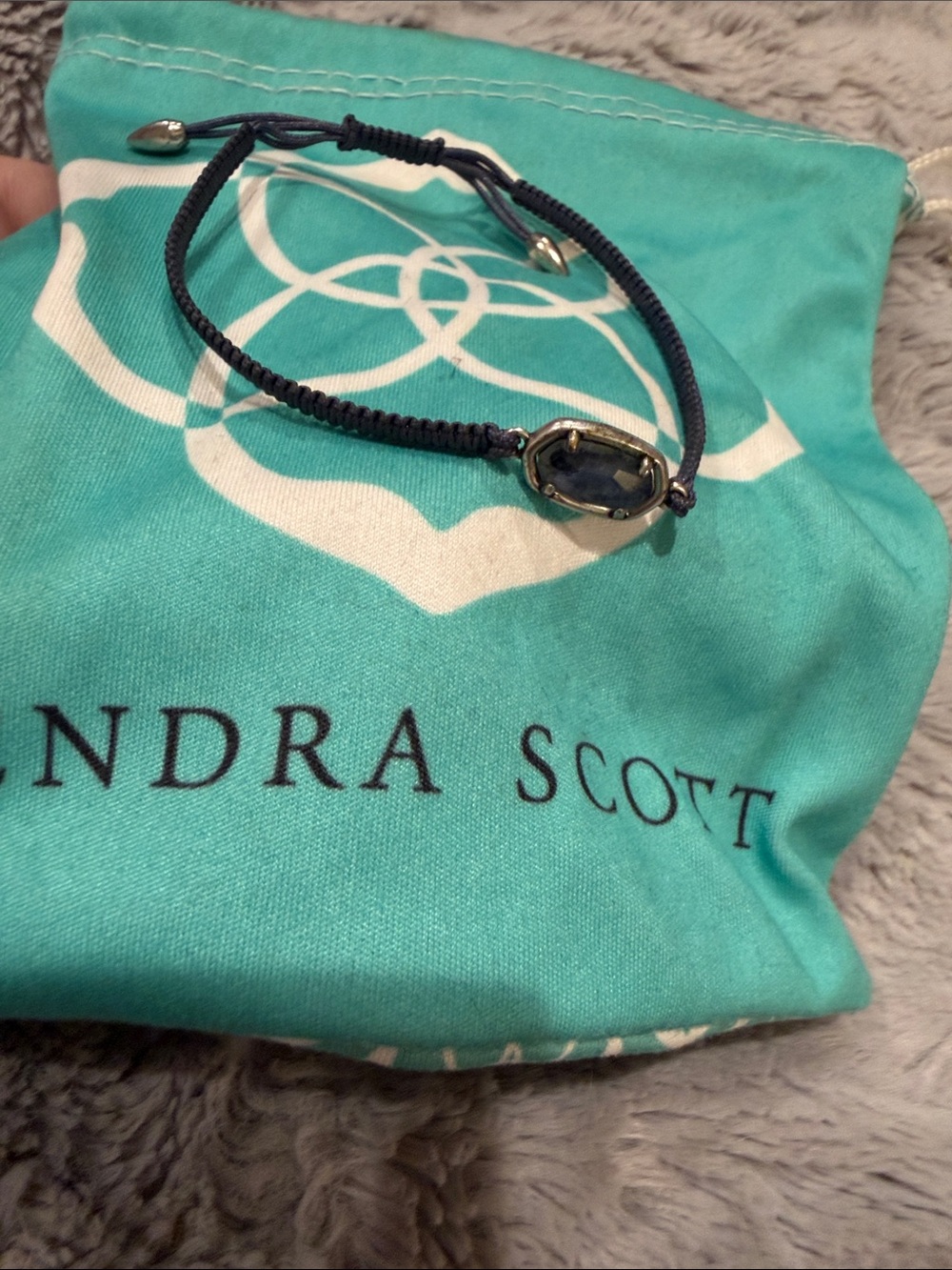 Kendra Scott Navy Corded Bracelet with Blue Stone